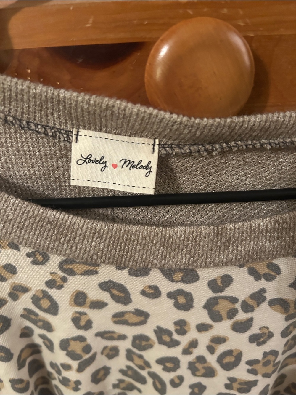 Lovely Melody Leopard Patchwork oversized, top Taupe & Rust - Picture 2 of 5